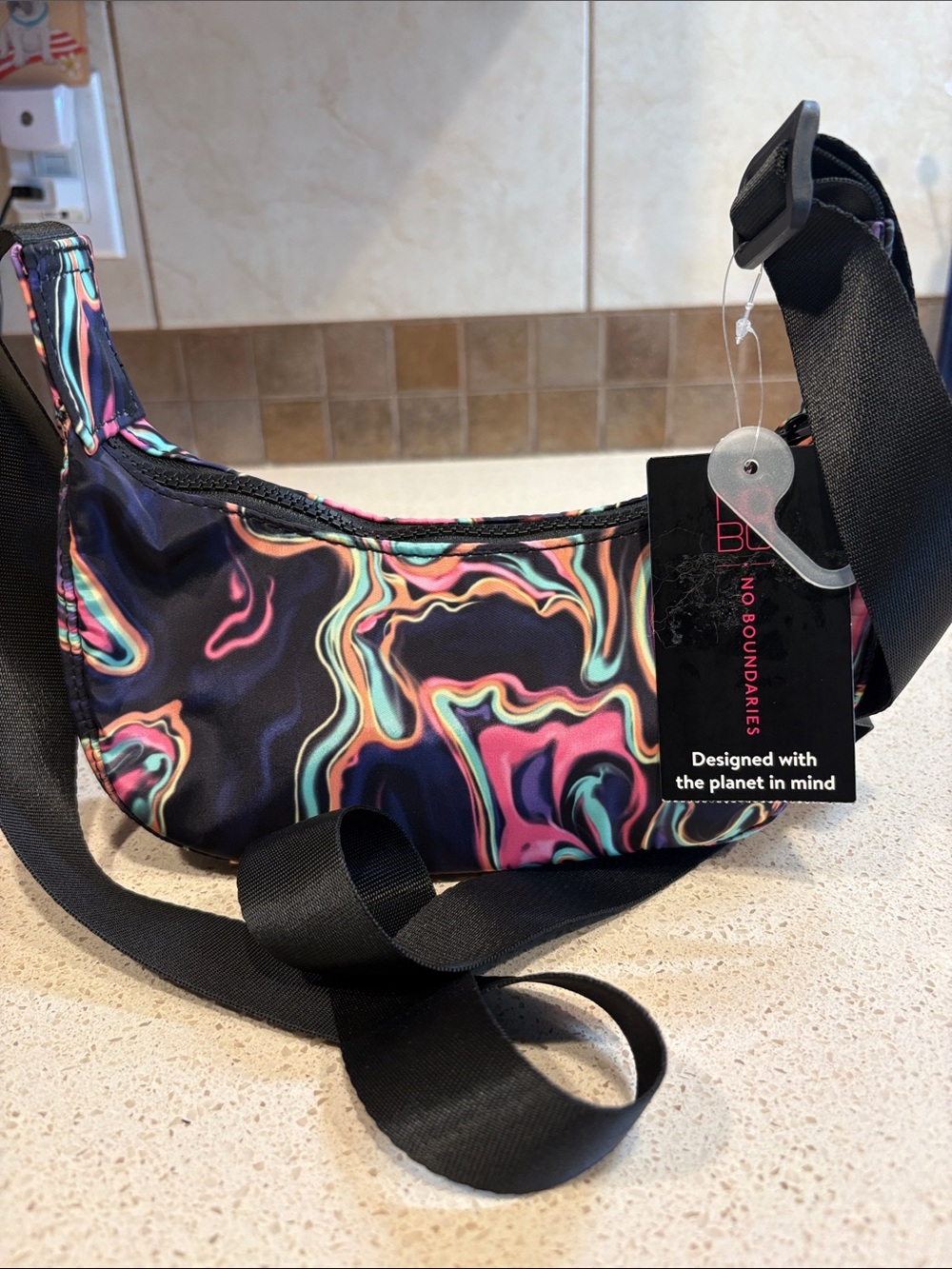 Multicolor Swirl Nylon Crossbody Bag NWT